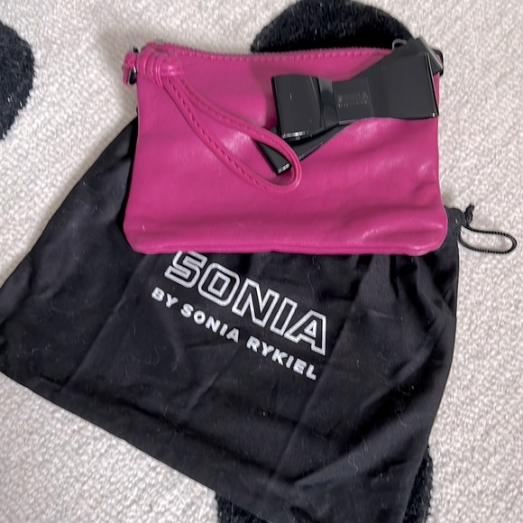Sonia Rykiel Pink Leather Wristlet w/Bow & Dust Bag